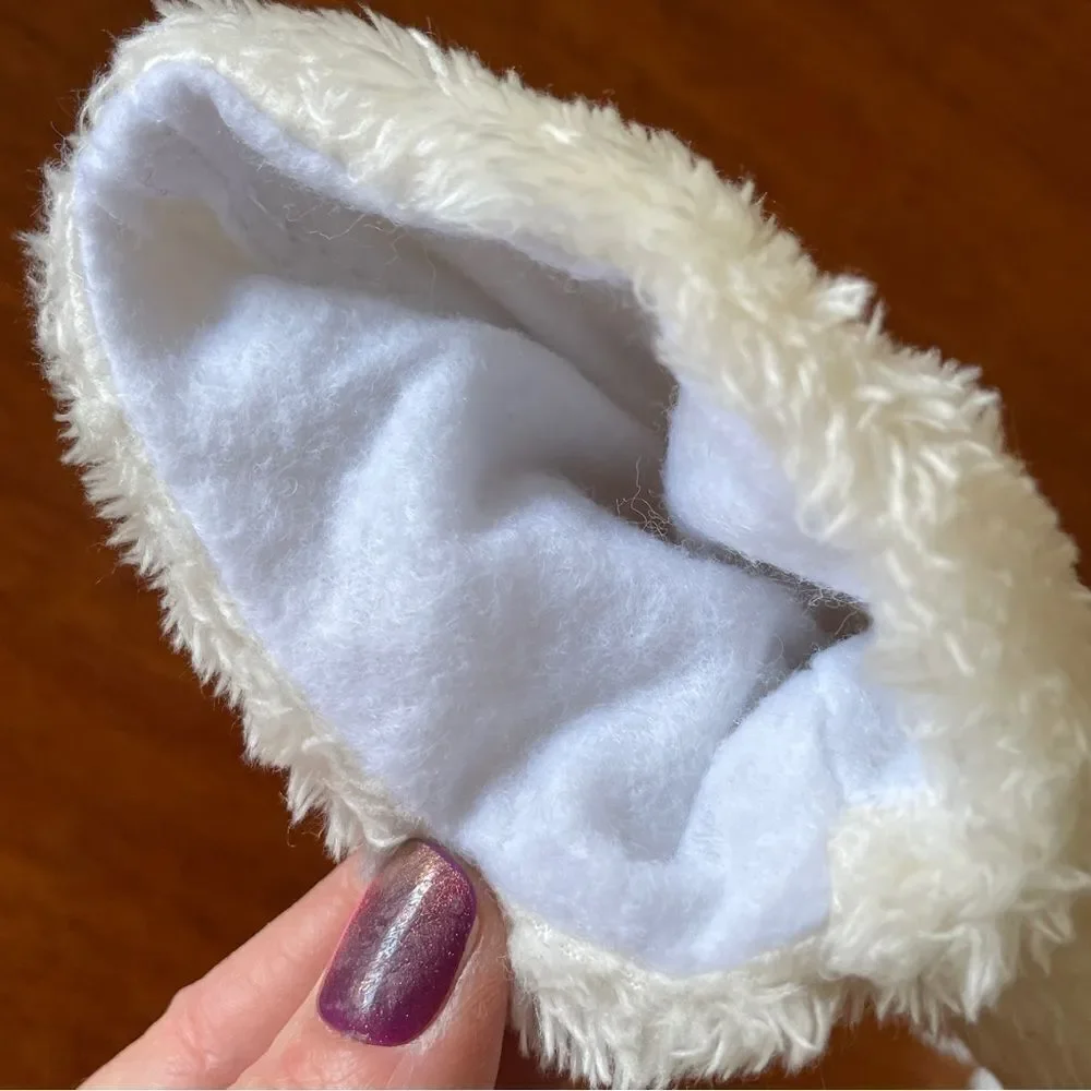 Fuzzy Cat Paw Costume Gloves White with Pink Pads